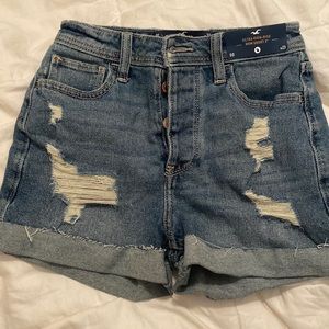 Ultra high rise mom shorts (“3) from hollister. Dark wash size 00.
